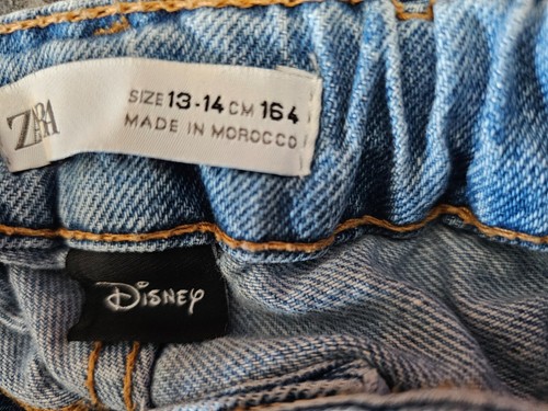 Girl's ZABA Disney Mickey Mouse Denim Blue Jeans ICON EARS Distressed Size 13-14 - Picture 3 of 17