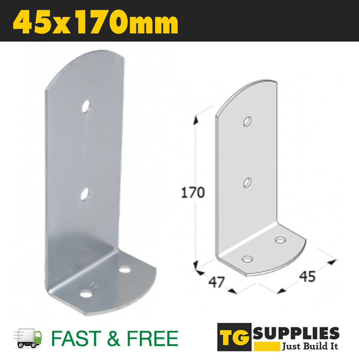 Galvanised Bolt Down Base Post Support Angle Bracket Fence Foot Bracket Brace