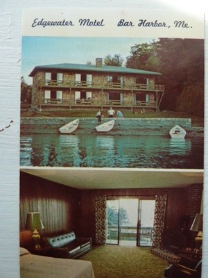 Edgewater Motel Cottages Bar Harbor Maine Me Vintage Postcard