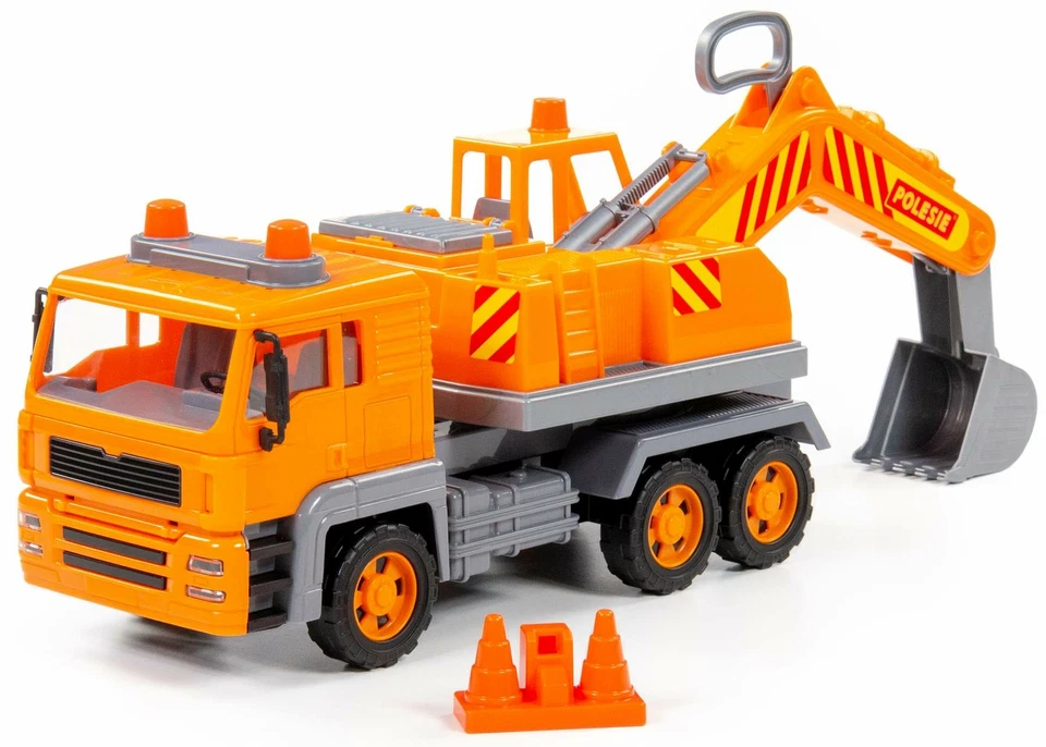 POLESIE Schaufelbagger LKW Kinder Spielzeug Nr. 2 SPECIAL Schwungrad Fahrzeug m. Zubehör