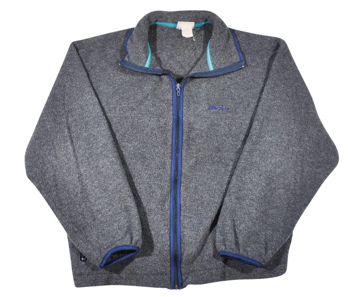 Vintage L.L. Bean Outdoors Zip Gray Blue 90s Jacket Fleece Size Small