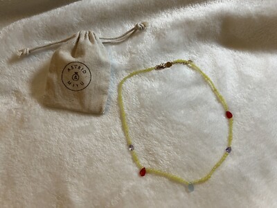 Astrid & Miyu Lemon Jade Charm Beaded Necklace In Gold