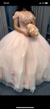 Brand New, Never worn quinceanera dress pink with sparkles, toole, and flowers 