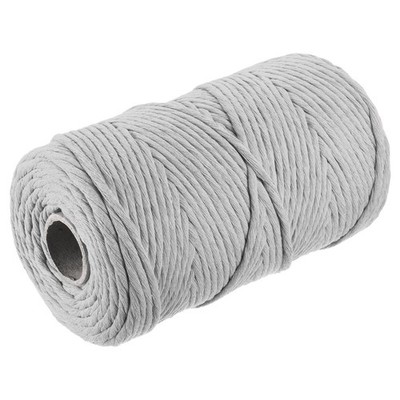 Cotton Rope Twisted Single Strand Cord, Light Gray 200M/219 Yard 4mm Dia