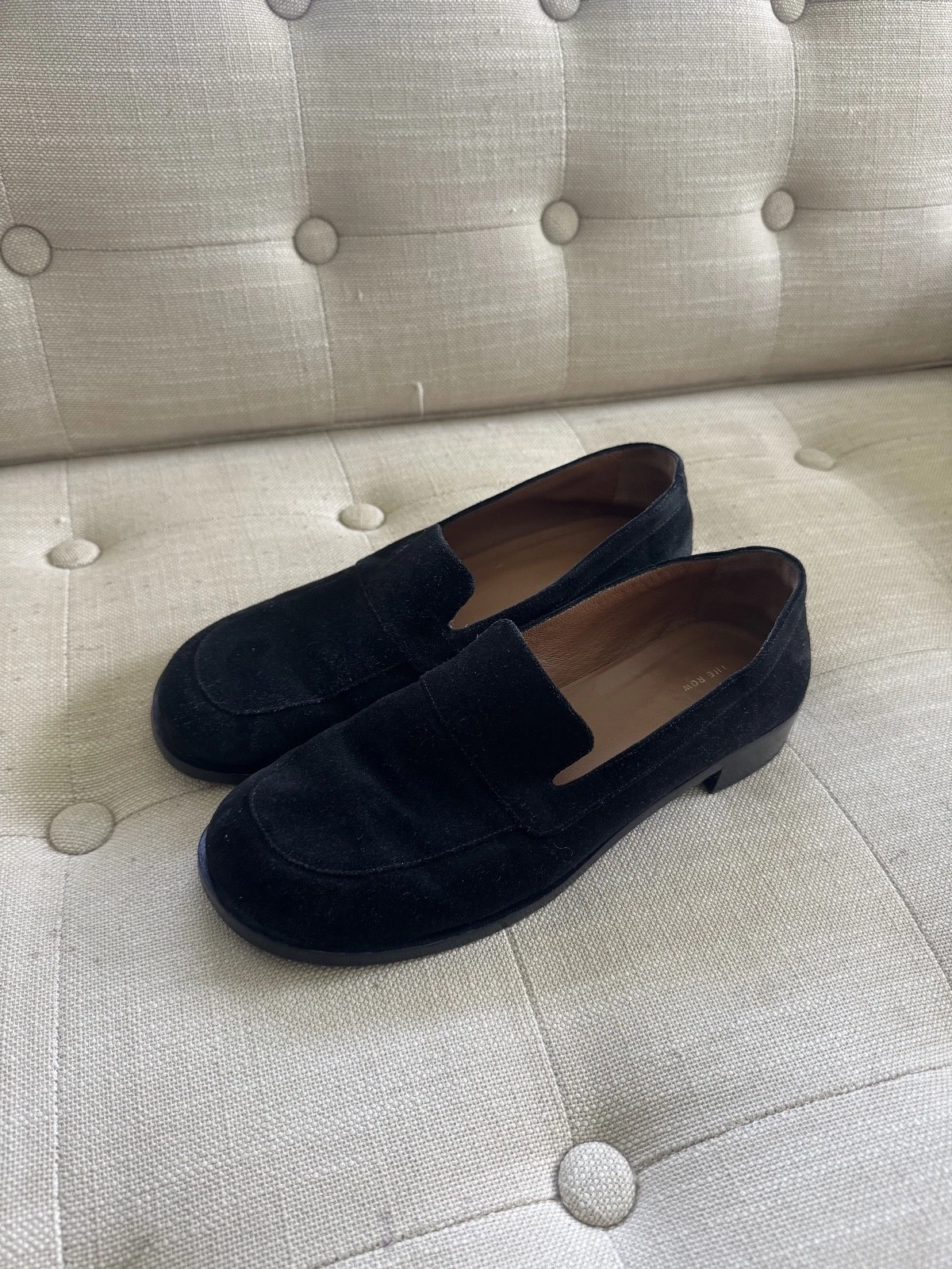 The Row black suede loafers women size 38
