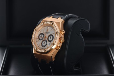 AP Royal Oak Chronograph 39mm Panda Diamonds Rose Gold, 26557OR.ZZ
