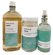 Bath & Body Works Lot 3 Bottle Eucalyptus Lavender Breathe Deep Oil Wash Steamer