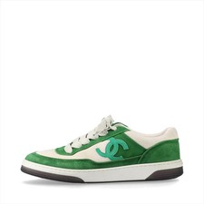Chanel Coco Mark Suede Sneakers 37 Ladies' green x gray G39978