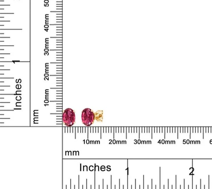Aretes de plata 925 enchapados en oro amarillo corte ovalado 1,68 quilates turmalina rosa Foto 4 de 4