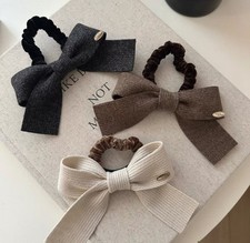 3x Fashion Bow Ribbon Tassel Hair Band Elastic Hair Band Women Ponytail Tie