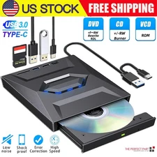External CD DVD Drive USB 3.0 Writer Burner Player for PC Laptop Windows 11 10