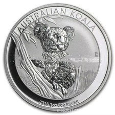 UK 1oz solid 9.999% silver coin 2021, 2015 Koala, Uncirculated