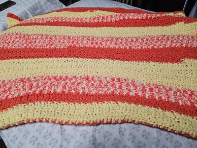 Handmade Crochet Afghan Blanket 37x56 Multicolored