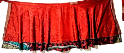 Women's Indian Sari Wrap Skirt Handmade Reversible Vintage Hippie XL Tea - Image 1 of 4