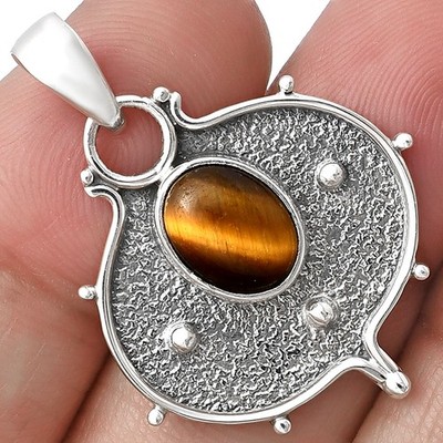 Natural Tiger Eye - Africa 925 Sterling Silver Pendant Jewelry P-1403
