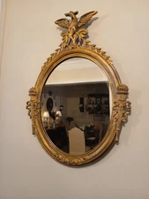Antique Wood Federal Eagle Gilt Mirror LOOK!!