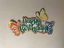 Happy Birthday Butterflies Scrapbook Title Handmade Paper Pieced Die Cut