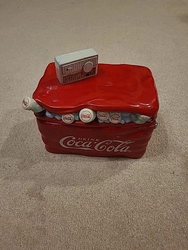 Vintage Coca-Cola Ceramic Cookie Jar Cooler Radio Bottles Sakura 2002