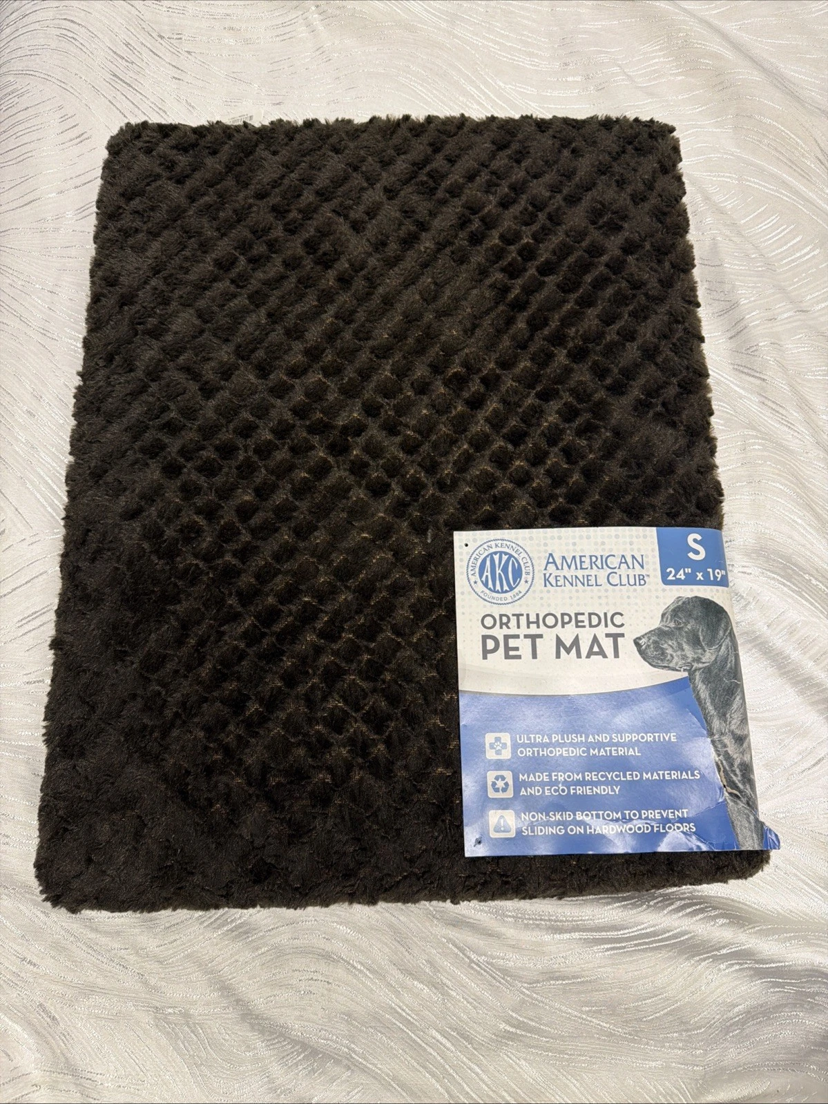 Orthopedic Pet Mat Small 24x19 Plush Dog Crate AKC Bed Cushion Brown New