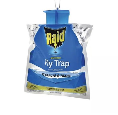 Raid Fly Bag, Outdoor Fly Trap, Attracts and Traps Flies, 4 count 