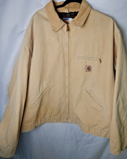 Vtg CARHARTT Detroit J43WET Tan Plaid Blanket Lined USA Jacket Coat XXXL 3XL