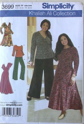Simplicity 3699 Womens Plus Knit Tops Dress Skirt Pants Sewing Pattern 18W-24W