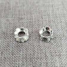 10 Sterling Silver Double Bead Caps Lotus Flower Bracelet Spacer