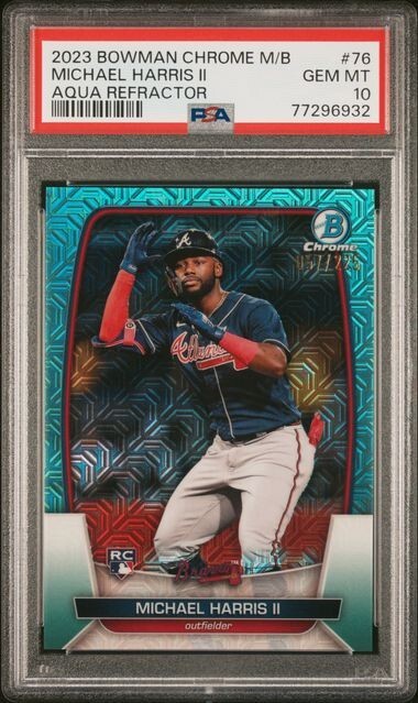 2023 Bowman Chrome Mega Mojo Aqua Refractor /225 #76 Michael Harris II PSA 10