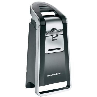 Hamilton Beach Electric Can Opener Smooth Touch Black Stainless Look w/ Scissors