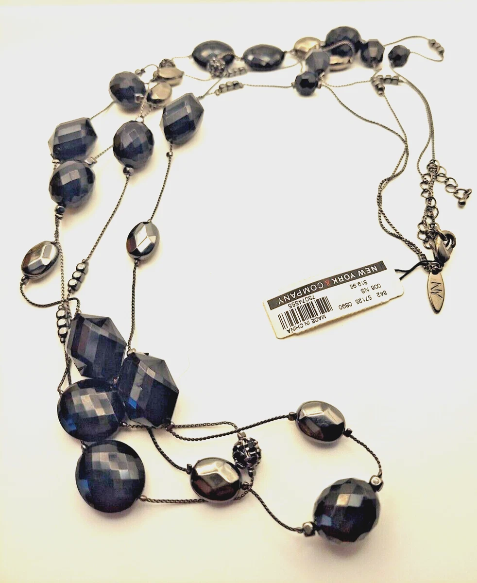 New York Company Jewelry Large Beaded Necklace Black and