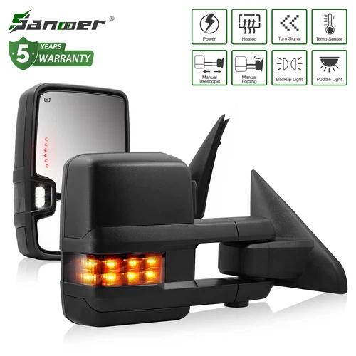 Smoked Lens Tow Mirrors Heated For 2009-2018 Dodge Ram 1500 10-18 Ram 2500 3500