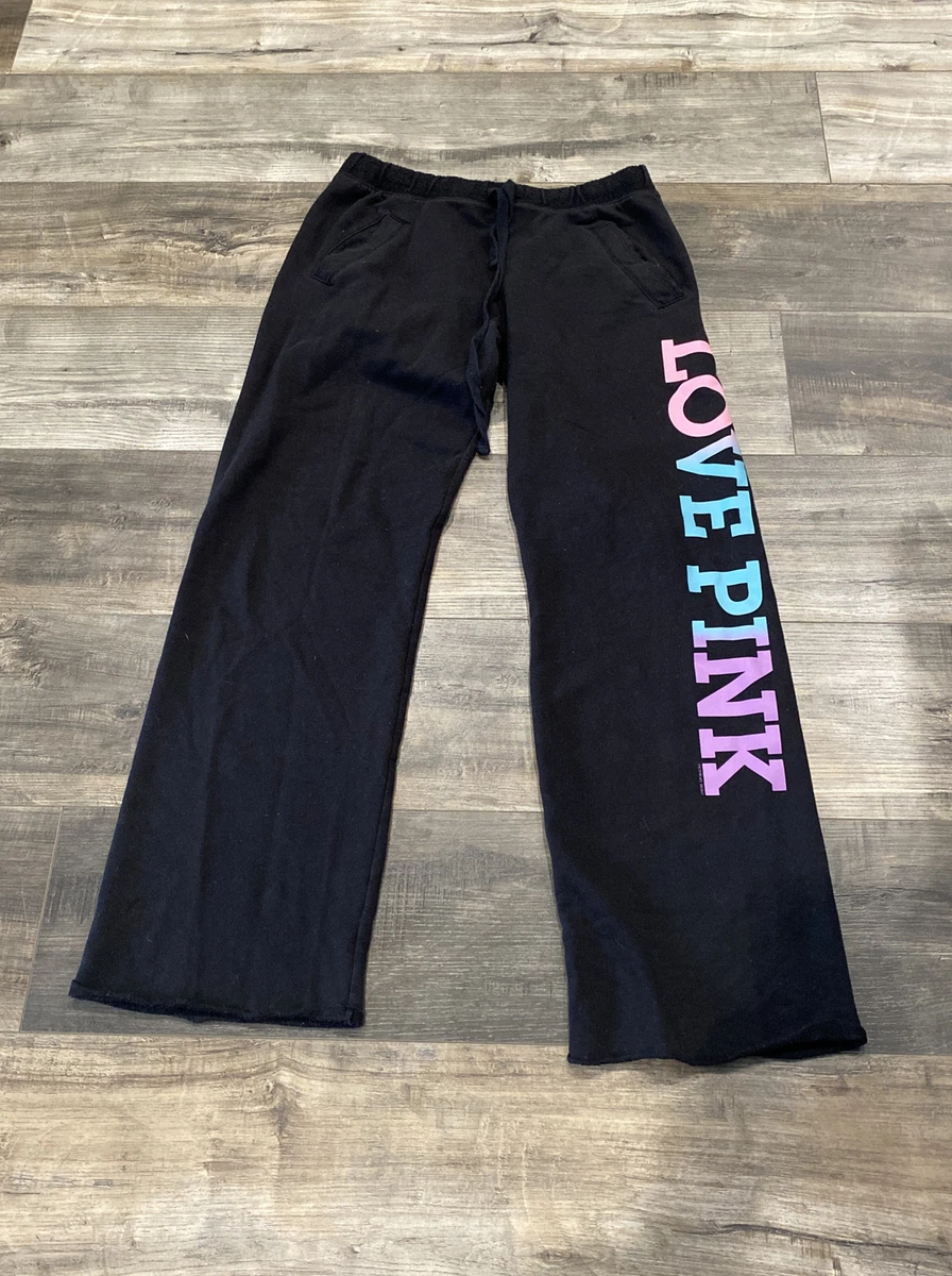 Victoria Secret Love Pink Women Straight leg Sweatpants Black Rainbow  Letters XS