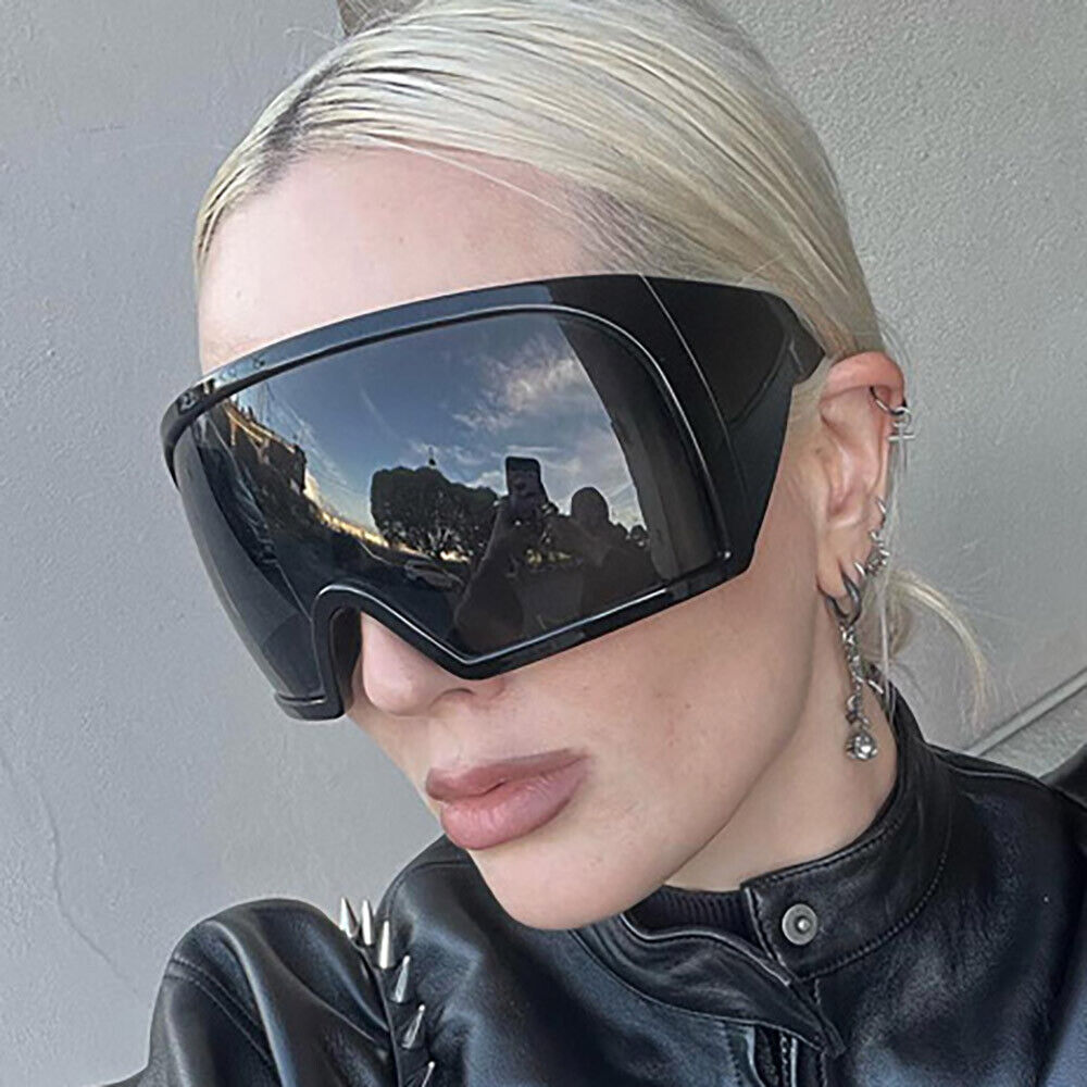 Oversized Shield Sunglasses for Women Men UV400 Protection Oversized Shield Sunglasses for Women and Men - Futuristic  main image 2