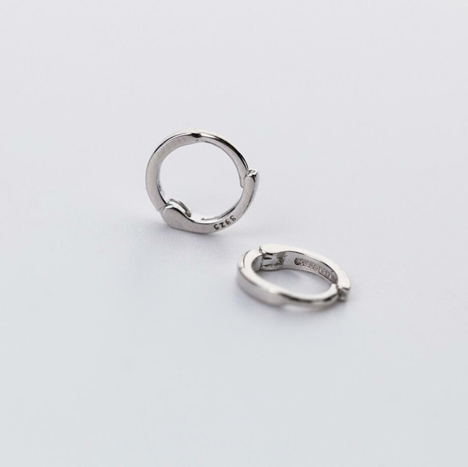 925 Sterling Silver Plain Small Huggie Hoop Sleepers Earrings Men Womens A1322