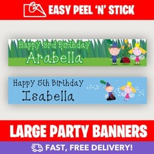 Ben & Holly Personalised Kids Birthday Party Self Adhesive Banner - 110 x 22cm