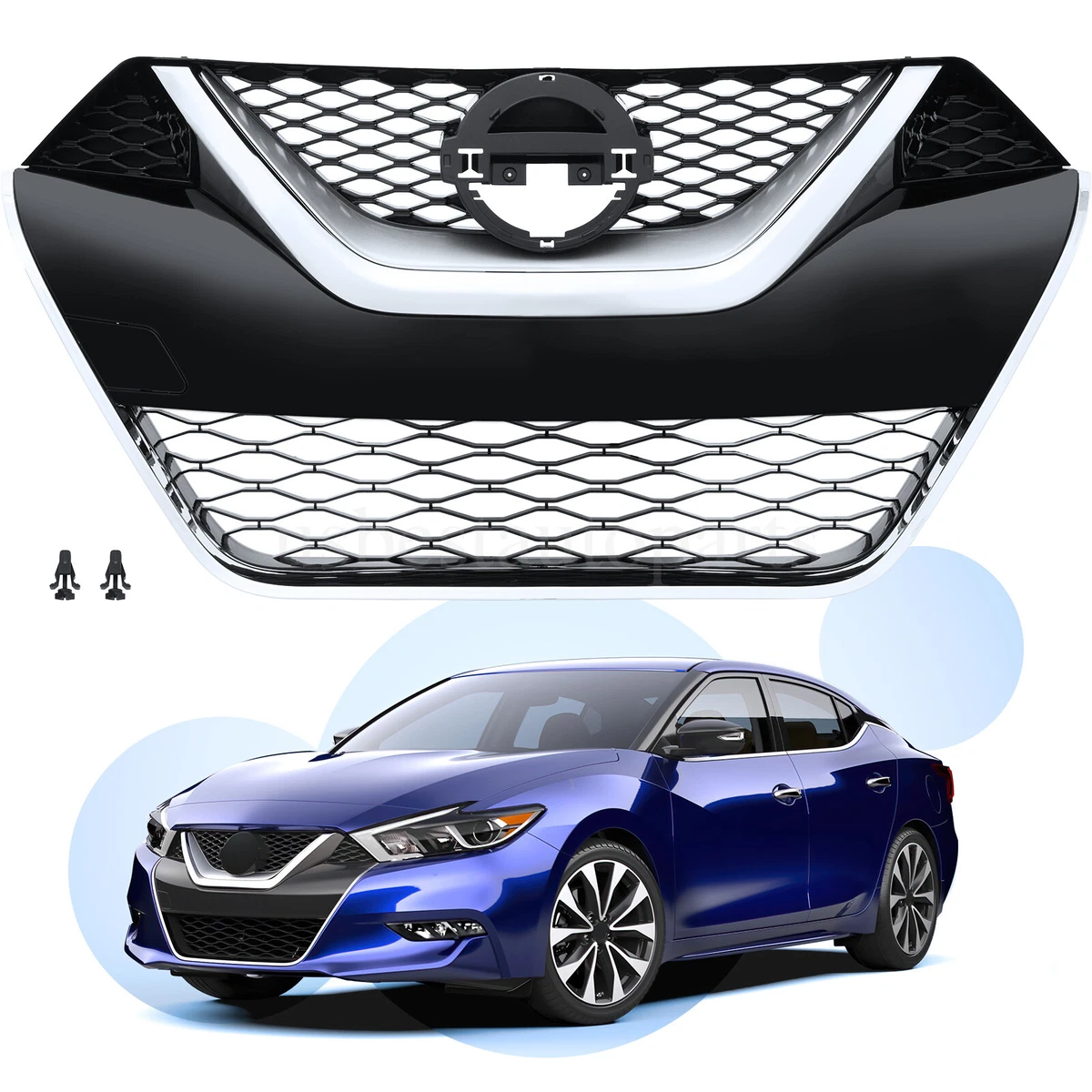 Front Bumper Grille Grill For 2016 2017 2018 Nissan Maxima Black 