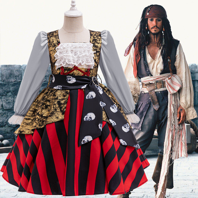 Kids Halloween Pirate Costume Girls Cosplay Fancy Dress Gift