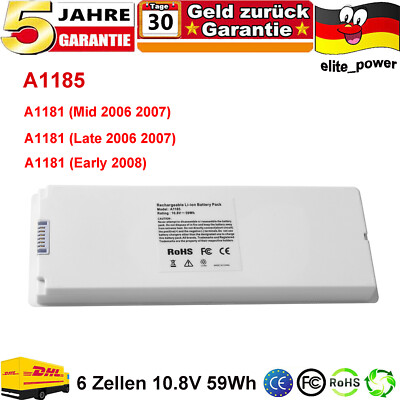 A1185 A1181 Akku Für Macbook 13'' A1181 Late 2006 2007 2008, Mid 2006 2007 2009