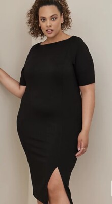 plus size 2 piece bodycon dress Torrid 2x MIDI STUDIO CUPRO Black Long Sleeves Lace Appliques