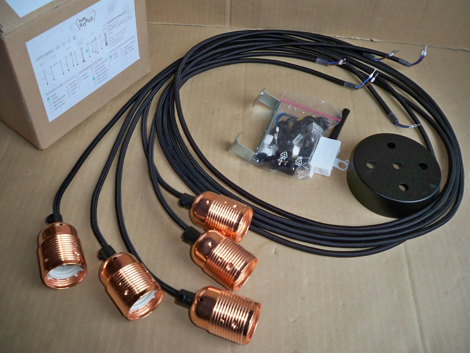 Deckenleuchte Bulb Attack mit 5 Lampenfassungen Kupfer E 27 LED tauglich  A++