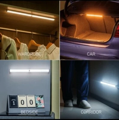 Led Capteur De Mouvement Sans Fil Recharge USB lampe chevet placard bureau - Photo 1/4
