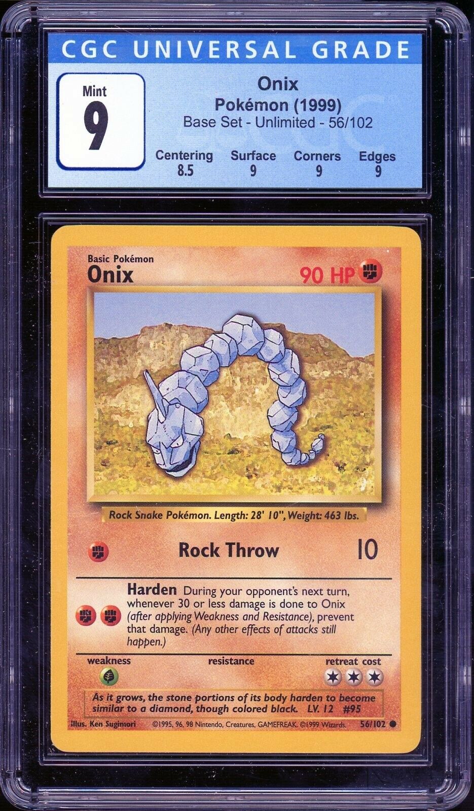 Onix 1999 Pokemon TCG Base Set Unlimited #56 - 1999 - US