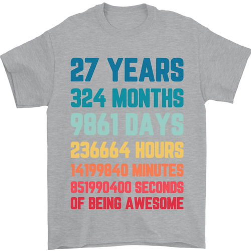 27th Birthday 27 Year Old Mens T-Shirt 100% Cotton - 第 85/100 張圖片
