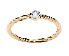 9ct Yellow Gold on Silver Simulated Diamond Solitaire Ring size J to U