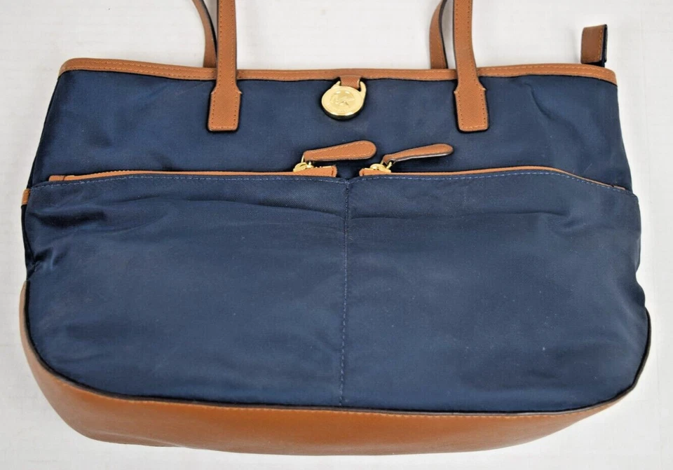 Vintage Michael Kors Tote Bag 2009 Glossy Navy Blue Nylon Never Used Care Card - Image 3 of 4