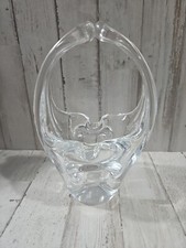 Vtg Murano Glass Basket Clear Stretch Split Handle Italy Candy Dish Potpourri