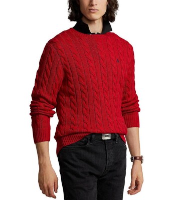 POLO Ralph Lauren 赤ニット Polo Ralph Lauren Cable Knit Pullover Sweater Mens Size Big 1X 1XB