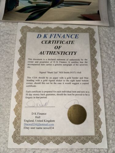 Rare Shark Tale Will Smith Authentic Signed AUTOGRAPH 2004 - With Certificate - Picture 2 of 5