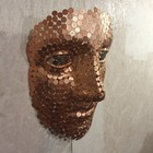 Large Face Sculpture Money Wall Art 2P Coin Abstract Gift Copper Metal ART