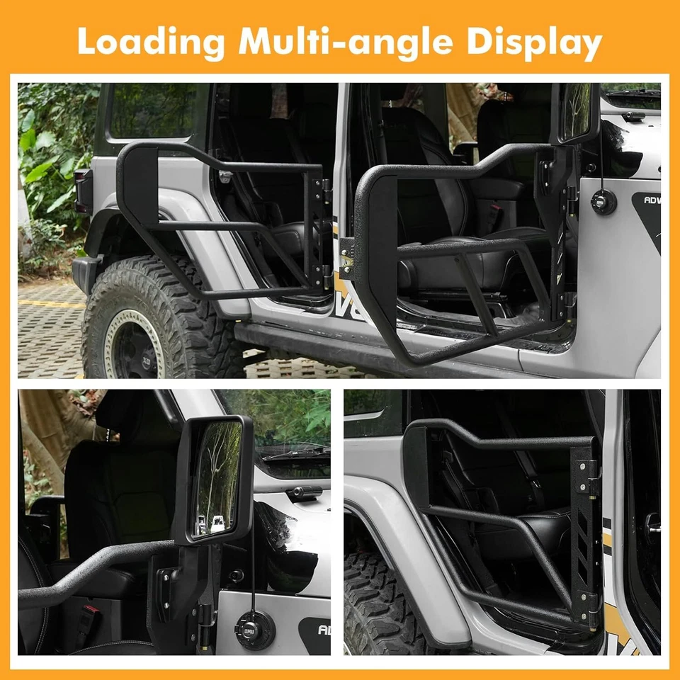 4x Tubular Half Door+Side View Mirror For 18-25 Jeep Wrangler JL Car Accessories - Imagem 4 de 4